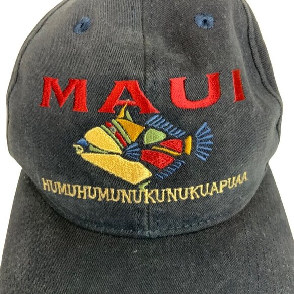 Maui Hawaii Mens Embroidered Blue Hat Adjustable Cap Fish Design - Picture 5 of 7